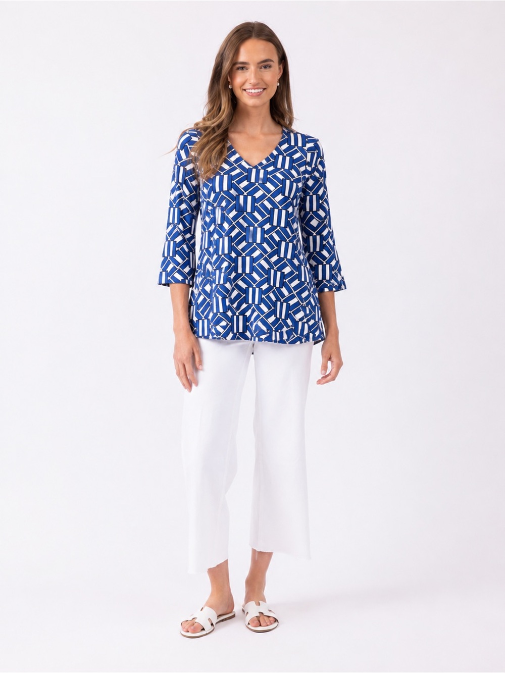 Mahi Gold Chatham Nautical Flag Tunic Top Blue Size XS 1088